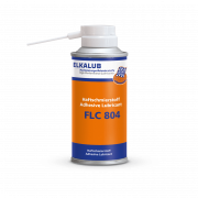 ELKALUB FLC 804 adhesive lubricant in an orange 150 ml spray can. A dosing aid is attached to the white spray head.
